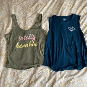 Graphic beach tank tops lot bundle S M